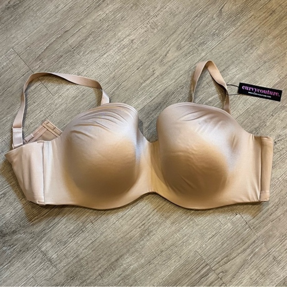 Curvy Couture Women's Tan Strapless Bra
